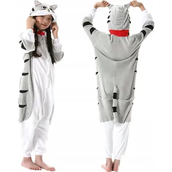 Dámské pyžamo PYŽAMO KOMIBINEZON KOČIČKA PRO DĚTI PLYŠOVÉ KIGURUMI S KAPUCÍ VEL 110