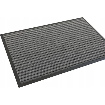 Rohožka ROHOŽKA PŘED DVEŘE S GUMOVOU PODLOŽKOU SVĚTLE ŠEDÁ ČERNÁ S PRUHY 60x90 cm