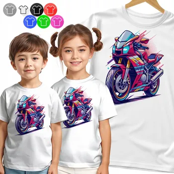 Chlapecké tričko DĚTSKÉ TRIČKO T-SHIRT - MOTORKA NEON – FIALOVÉ PRO CHLAPCE VZOR - 3XS
