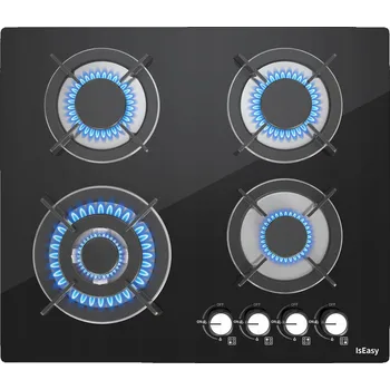 Varná deska Plynová varná deska IsEasy Glass, 4 hořáky, 60x52 cm, zemní plyn/propan