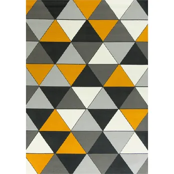 Koberec GEOMETRICKÝ KOBEREC ŠEDO-HOŘČICOVÝ MEDOVÝ TROJÚHELNÍKY LUNA 160x225 cm