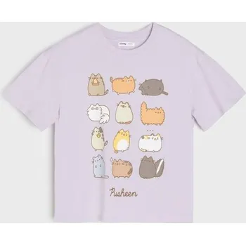 Sinsay - Bavlněná košilka s potiskem Pusheen the Cat - levandulová - 592FV-04X - 592FV-04X-140