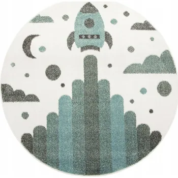 Koberec KULATÝ KOBEREC LIMA SVĚTLÝ MELÍR VLASE TURKYSOVÁ ŠEDÁ KRÉMOVÁ KOSMOS prům. 100 cm