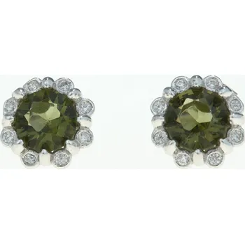 Náušnice My Moldavite Stříbrné náušnice s vltavíny a zirkony 2125-2