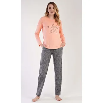 Dámské noční prádlo Vienetta Dámské pyžamo dlouhé HVĚZDIČKY Velikost: L