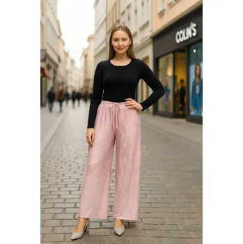 Dámské kalhoty Dámské plisované volné kalhoty 911-101 - růžové-Sale