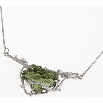 Náhrdelník My Moldavite Stříbrný náhrdelník s přírodním vltavínem 8929 45 cm
