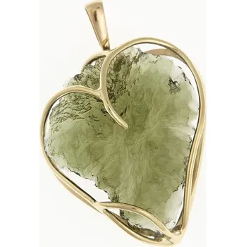 Přívěsek My Moldavite Zlatý přívěsek s přírodním vltavínem - srdce - 6395-1-13130