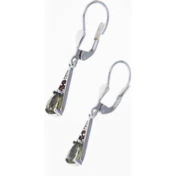 Náušnice My Moldavite Stříbrné náušnice s vltavíny a granáty 2002-4