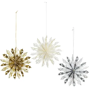 Vánoční dekorace MADAM STOLTZ Papírové vánoční ozdoby Snowflakes – set 3 ks