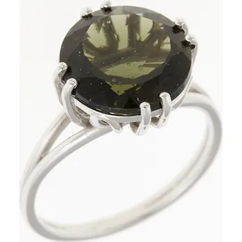 Prsten My Moldavite Stříbrný prsten s vltavínem P586-6946 57 mm