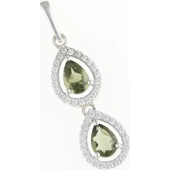 Přívěsek My Moldavite Stříbrný přívěsek s vltavínem a zirkony 049Z-14053
