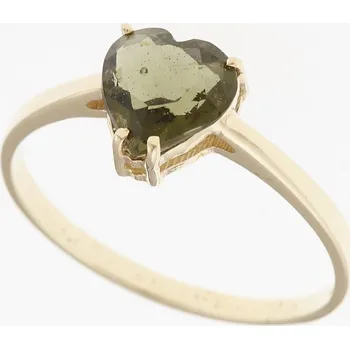 Prsten My Moldavite Zlatý prsten s vltavínem - srdce 3292-6544 53 mm