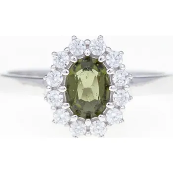 Prsten My Moldavite Stříbrný prsten s vltavínem a zirkony 3075-4886 57 mm