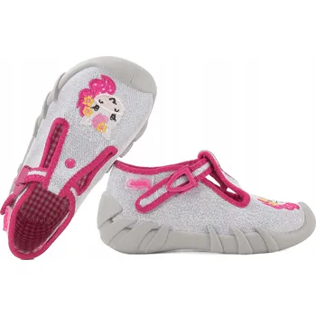 Dívčí bačkory BEFADO 110N466 DOMÁCÍ DÍVČÍ TEXTILNÍ PAPUČE PAPUČE Stříbrná 24