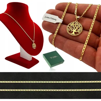 Náhrdelník ZLATÝ NÁHRDELNÍK STROMEK ŠTĚSTÍ ŽIVOTA STŘÍBRO 925 DÁREK PRO DÍVKU