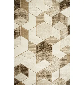 Koberec KOBEREC S GEOMETRICKÝM VZOREM, SILNÝ BÉŽOVÝ KRÉMOVÝ HNĚDÝ DO OBÝVACÍHO POKOJE AMELIA 80x150 cm