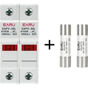 Kuchyňský nůž Sada 2P paralelních DC pojistkových držáků 37 x 79 mm 1000 V 32 A pro solární fotovoltaické systémy základní FV ochrana gpV