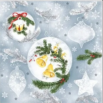 Papírový ubrousek Ubrousky Daisy vánočníYellow Bells Bauble