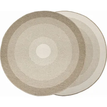Koberec Průměr 140 cm KULATÝ KOBEREC BRUSELSKÝ KOBEREC BÉŽOVĚ KRÉMOVÝ NA TERASU SISAL