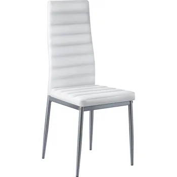 Jídelní židle Vevor Sada 4 čalouněných jídelních židlí, koženka, kovové nohy, bílá