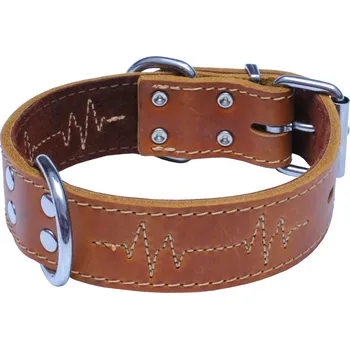 Obojek pro psa BAFPET Kožený obojek EKG Barva: Přírodní, Rozměr: 40mm x 65cm /47-57/ 07163E