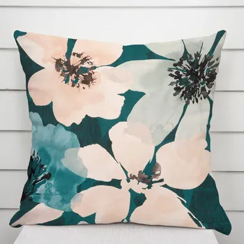 Povlak na polštářek Sametový povlak na polštář Tamara TMR-027 Velké květy na tmavě zeleném 35 x 45 cm