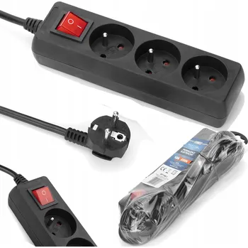 Napájecí kabel Prodlužovací Kabel do zásuvky Montis 1,5 m 3 ks zásuvky černý