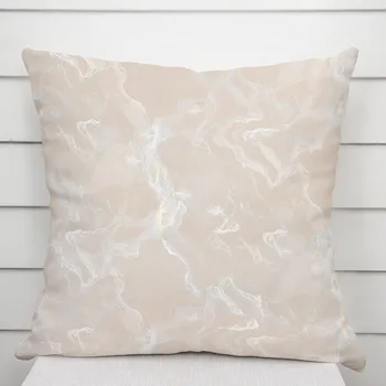 Povlak na polštářek Sametový povlak na polštář Isabela IBL-018 Zlatý/kouřový mramor na pudrově béžovém 40 x 40 cm