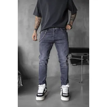 Pánské džíny Black Island Šedé skinny fit džíny Grigio Velikost: 30