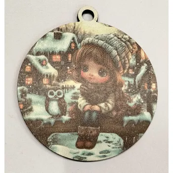 Vánoční dekorace Vánoční výřez baňka - vánoční obrázek - Holčička č.3