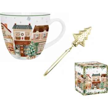 Porcelánový hrnek s čajovým sítkem Christmas City 2