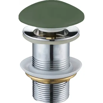 sítko a zátka do dřezu Mexen uzavíratelná kulatá umyvadlová odtoková zátka typu ClickClack, bez přepadu, zelená matná keramická, 79910-43