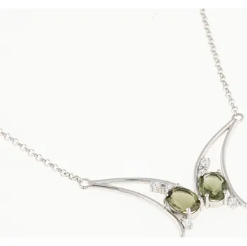 Náhrdelník My Moldavite Náhrdelník s vltavíny a zirkony 620Z 48.5 cm