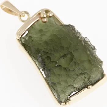 Přívěsek My Moldavite Zlatý přívěsek s přírodním vltavínem 8593