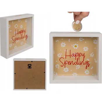 Dřevěné Prasátko Happy Spendings s Rychlým Skleněným Průhledem