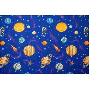 Koberec KOBEREC DĚTSKÝ KULATÝ VZOR PLANETY RAKETY SMYČKOVÝ VLAS 200x200 cm
