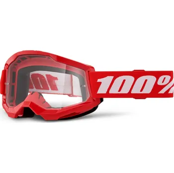 Motocyklové brýle 100% STRATA 2 JUNIOR, Červené, čiré plexi