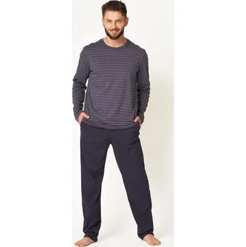 Pánské pyžamo Tmavě modré pánské pyžamo Key s pruhovanou halenkou, tmavě modrá XXL i384_11277558