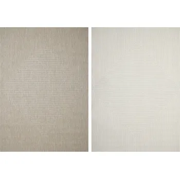 Koberec 120x170 cm OBOUSTRANNÝ VENKOVNÍ KOBEREC SISAL KRÉMOVÝ BÉŽOVÝ VZOR PRUHY BRUSSELS