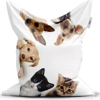 Sedací pytel Sablio Sedací vak Classic Štěňátka a koťátka - 200x140 cm