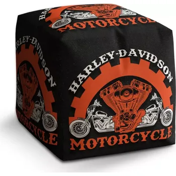 Taburet Sablio Taburet Cube Harley-Davidson motor Černé pozadí: 40x40x40 cm