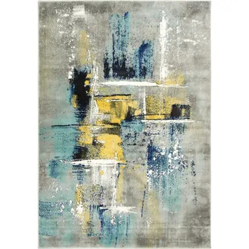 Koberec KOBEREC DO LOŽNICE V PASECH ŠEDÝ TYRKYSOVÝ KRÉMOVÝ VICTORIA 140x190 cm