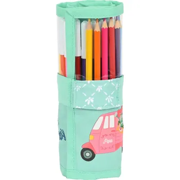 Penál Rolovací penál s vybavením Glow Lab Pepa Zelená (7 x 20 x 7 cm) (27 Kusy)