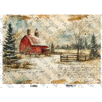 Umělecký papír Rýžový a soft papír na decoupage - Zimní vintage - KB4566 Materiál: Soft, Rozměr: A4