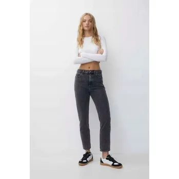 PULL & BEAR GRAFITOVÉ MOM JEANSY NA ZIP (38)