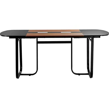 Konferenční stolek Vevor Oválný konferenční stůl 1800 mm pro 6–8 osob, kovové nohy, černohnědý