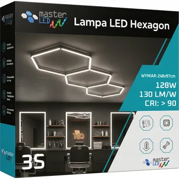 LED Lampa Hexagon Stropní Panel Osvětlení do Garáže Dílny 248x97 cm