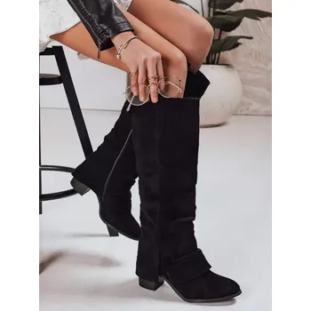 Dámské kozačky Dámské boty DSTREET ZY1316 ČERNÁ 39