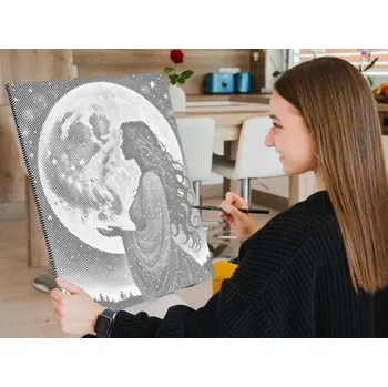 Obraz Tečkování Dotting Painting Žena Portrét Noc Měsíc Les Příroda 40x50 cm